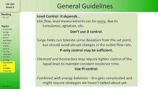 CBE 430 Week 09 06 Control Loop Guidelines and Troubleshooting