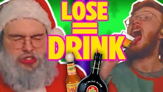 Playing the STUPIDEST Christmas Drinking Games [YOU LOSE YOU DRINK]