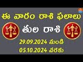 Weekly Rasi Phalalu September 29th to October 5th 2024 | Tula Rasi | Libra Horoscope | Astrology