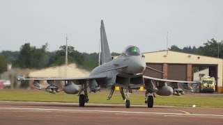 Fully Loaded Eurofighter EF-2000 Typhoon FGR4 Royal Air Force arrival at RIAT 2016 AirShow