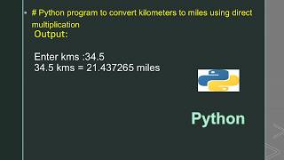 # Python program to convert kilometers to miles using direct multiplication