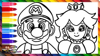 Drawing And Coloring Super Mario And Princess Peach 👨❤️👸🏼🍄🌈 Drawings For Kids
