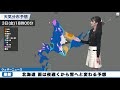 北海道　雨は夜遅くに雪へと変化