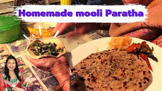 Stuffed Mooli Paratha | homemade | Radish bread| โรตี | โรตีใส้หัวไชเท้า| อาหารอินเดีย