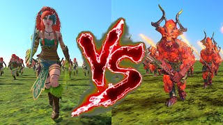 Bladesingers VS Exalted Bloodletters of Khorne. Total War Warhammer 3