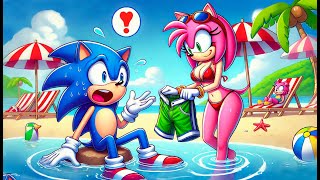 Sonic The Hedgehog 3 Animation | Funny Beach Day: Amy Surprises Sonic! 🏖