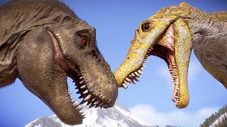 T-REX vs BIGGEST CARNIVOROUS DINOSAURS BATTLE IN WASHINGTON STATE - Jurassic World Evolution 2