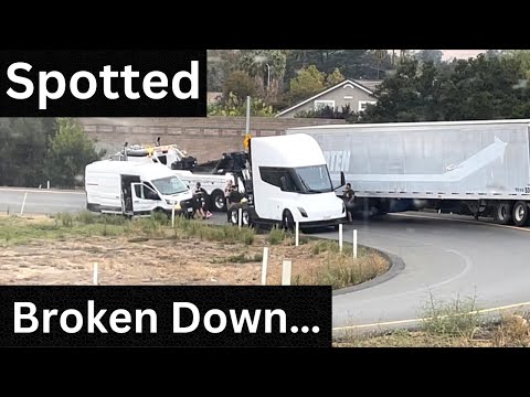 Video Shows Tesla Semi Truck Seemingly Broken Down Near A Highway