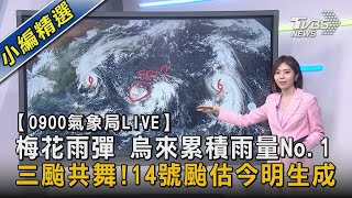 【09:00氣象分析LIVE】梅花雨彈  烏來累積雨量No.1 三颱共舞!14號颱估今明生成｜TVBS新聞