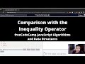 Comparison with the Inequality Operator (Basic JavaScript) freeCodeCamp tutorial