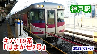 キハ189系気動車 2D 特急「はまかぜ2号」／神戸駅にて（2023/03/07）