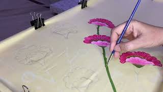 Easy Fabric Painting. Hand painted Suit. Pink Flowers 🌸🌸