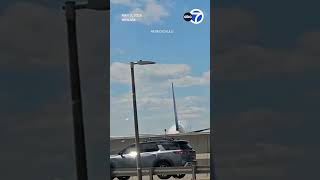 Dashcam video shows plane hit light pole, damaging truck while landing in NJ