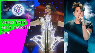 Eurovision 2016 Songs from each national selection for each country