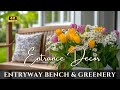 Stylish Entryway Design with Rustic Bench & Greenery: Eco-Friendly & Smart Home Entrance Decor Idea