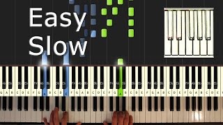 Rudolph The Red Nosed Reindeer - piano tutorial easy SLOW - how to play (synthesia) - Christmas