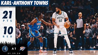 Karl-Anthony Towns Drops 21 Point Double-Double Against Thunder | 01.29.24