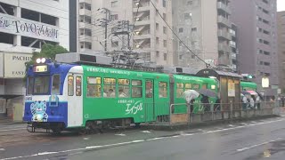 【はみ出し停車】広島電鉄3000形3003号 8号線横川駅行き 舟入町電停発着