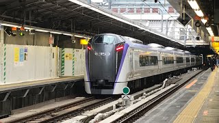 JR新宿駅から、中央本線回送E353系S103長モトと中央・総武線各駅停車津田沼行きE231系A529八ミツ、中央線快速八王子行きE233系1419TT42八トタが発車！