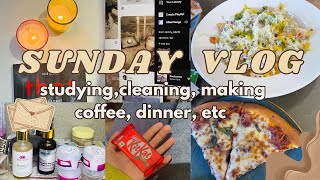 Sunday Vlog ☕ | Studying, Cleaning, Coffee, Dinner \u0026 Cozy Aesthetic