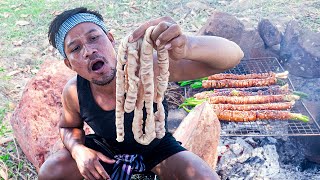 Pork Intestine Recipe | BBQ Spicy Intestines | Eating full intestine Crispy \u0026 Tender