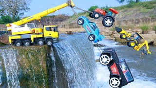 Bolero Car Swaraj Tractor Jcb 3dx Plus Mahindra Thar Accident Pulling Out Big Crane Machine ? CS Toy