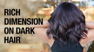 How to Add Dimension to Dark Hair | Rich Low-Contrast Highlight Lowlight Tutorial | Kenra Color