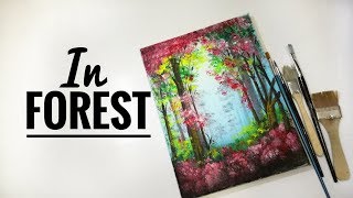 Easy acrylic painting on canvas | in forest