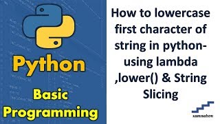 How to lowercase first character of string in python-using lambda ,lower() & String Slicing