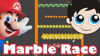 Marble Race 7 Made in Algodoo - Super Mario Brothers Theme -  KP's Marble Madness - Kinder Playtime