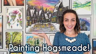 MY BIGGEST PAINTING EVER!  //  Hogsmeade from Harry Potter  //  Time Lapse