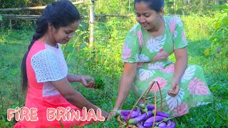 Fire Brinjal🔥Crispy poori with Brinjal masala#villegelifestyle #spicy #the nature me