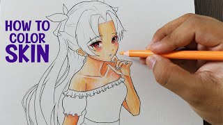 HOW TO COLOR ANIME SKIN USING COLORED PENCILS | Easy Tutorial