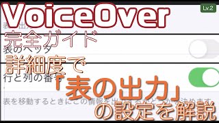 詳細度で「表の出力」を解説（表の読み上げ方を変更する方法）【Lv.2】～VoiceOver完全ガイド(iOS14)～