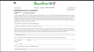 Java Practice It || 6.4 countCoins || file processing, scanner, printf formatting, .equals method