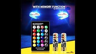 T10 5W5 RGB LED Parking With Memory Function for Car and Motorcycle Bulb Remote Control COB Lamp Car