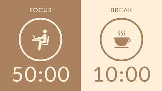 50/10 Pomodoro Timer with Brown Noise 🎧 4-Hour Study with Me for Deep Focus & ADHD ✨