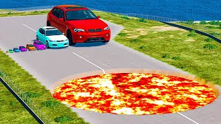 Small \u0026 Giant Car vs Lava Pit BeamNG.Drive