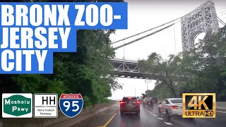 Driving Bronx Zoo to Jersey City via Moshulu Parkway, Henry Hudson Parkway \u0026 I-95 (4K)