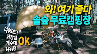 유료로 운영하던 솔숲 캠핑장 무료개방 / 야영데크 화장실 개수대 샤워까지 가능 / 노지차박지 / 차박캠핑 / 디스커버리4 차박 / camping