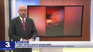 Driver charged after car crashes, catches fire in HRBT, causing lane closures