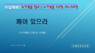 [은혜진리교회] 장영길목사 I 주일예배 I 누가복음 설교(24) I 누가복음 12장 35-59절 I 깨어 있으라 I 2022. 5. 22