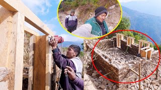 Doing wooden works in new house II Constructing new house in Village Nepal@AloneAdhirajnepal