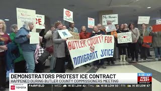 Demonstrators protest ICE contract