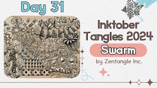 Inktober Tangles 2024 ~ Day 31 ~  Swarm ~ How to draw