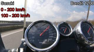Suzuki Bandit 1200 0 - 200 km/h, 100 - 200 km/h