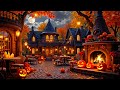 Relaxing Jazz Halloween Music with Scary Autumn Village Ambience ~ Halloween Background Cafe Music