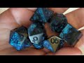 mica drop resin dice pour. dice making.