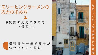 （毎日10分）「スリーヒンジラーメンの応力の求め方」-1　単純梁の応力の求め方（復習1）　構造力学基礎講座　毎日10分で学ぶ構造力学基礎　建築士試験対策