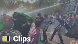 Myanmar police officers switch sides and join demonstrators during anti-coup protests